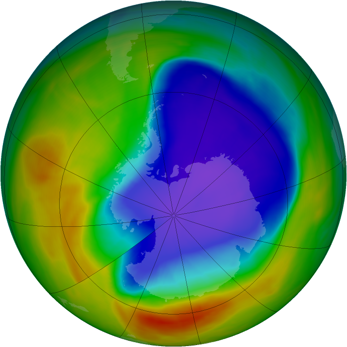 Antarctic ozone map for 13 October 2005